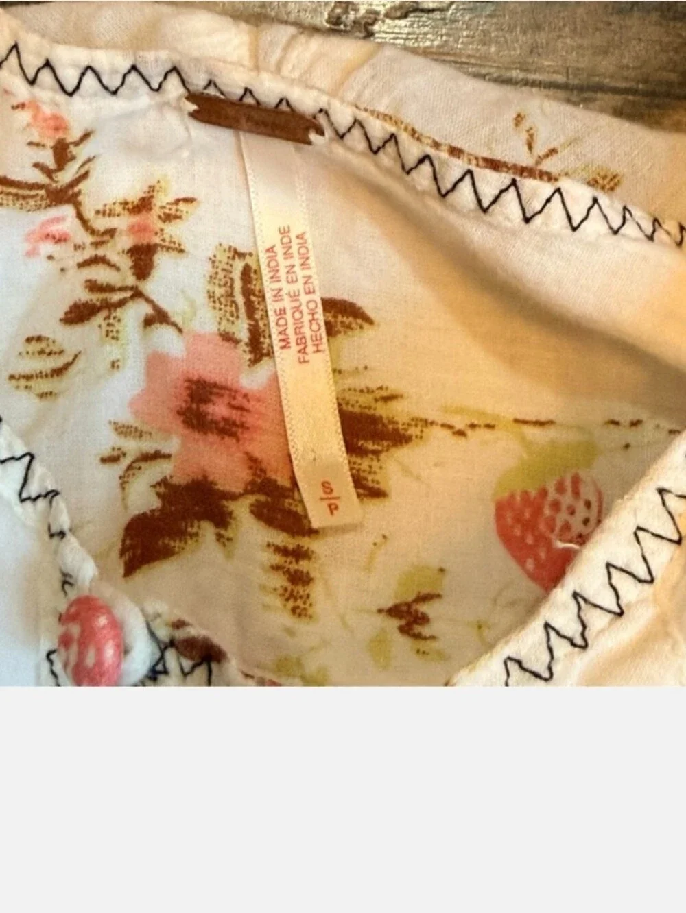 FREE PEOPLE Camilla Printed Vintage Floral French Country Blouse Ivory S NWOT